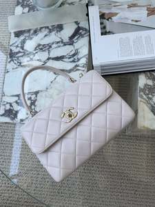Chanel Coco Top Handle Flap Bag in Beige Lambskin