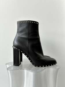 Valentino Garavani Rockstud Black Leather Biker Boots