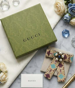 Gucci Jacquard Bow Brooch
