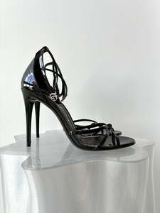Gucci Double G Logo Patent Leather Stiletto with Crystal Buckle