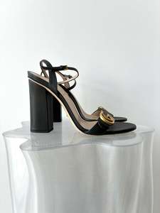 Gucci Lifford Calfskin GG Marmont Ankle Wrap Heels