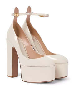 VALENTINO GARAVANI Tan-Go patent leather platform pumps