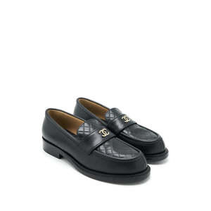 Chanel Black Quilted Leather Loafers - FULL SET