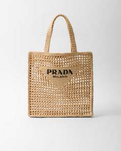 Prada Small Raffia-Effect Crochet Shopper