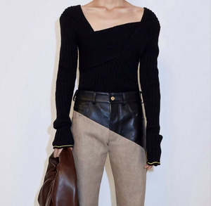 500 999: Bottega Veneta Leather Linen Pants - NEW WITH TAGS Size 8