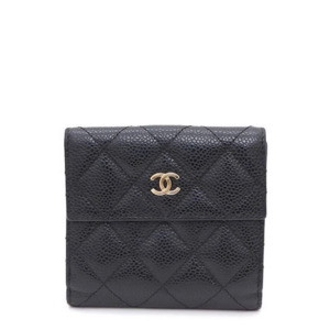 Chanel Classic Small Wallet Black Caviar Leather Gold Hardware