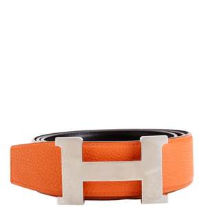 Hermès Constance H Belt Reversible Epsom leather in Orange and Black
