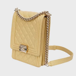 Chanel Boy North South Flap Bag – Beige/Light Yellow Caviar Leather