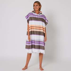 Ladies Ponchos: O&E Ladies Sunkissed Hooded Poncho - Apricot/Violet