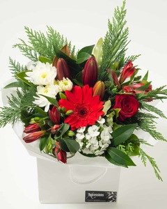 Products: Red Flower Box Hamilton Cambridge Florist