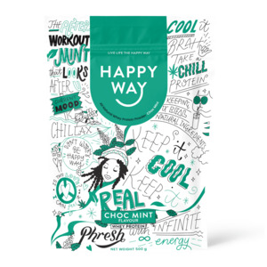 Happy Way: Happy Way Choc Mint Whey Protein Powder 500g