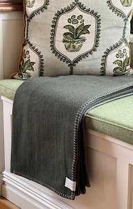 Blanket Stitch Throws: Forest Green NZ Wool Blanket Stitch Throw