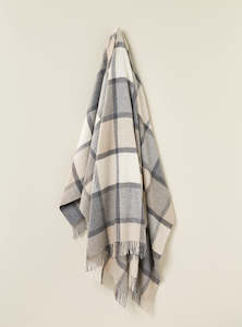 Windowpane Grey & White 100% Merino Throw