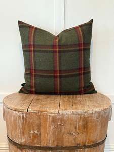 The Heritage Cushion: The Heritage Cushion - Windowpane Forest Green