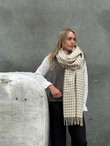All Clothing: Houndstooth Natural & Ecru Scarf