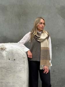 All Clothing: Block Stripe Natural 100% Merino Scarf