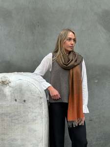 All Clothing: Ombre Navy & Orange 100% Merino Scarf