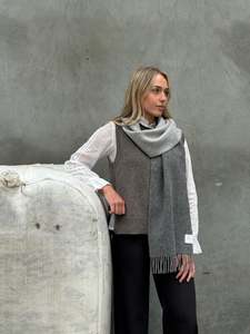 Mid Grey & Silver 100% Merino Scarf