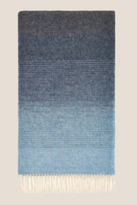 New Arrivals: Ombre Stripe Blue & Camel 100% Merino Throw