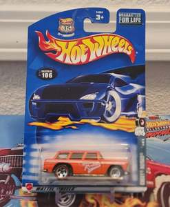 2002 Hot Wheels #106 Redline Series 4/4 CHEVY NOMAD Orange w/Red Line Chrome 5Sp