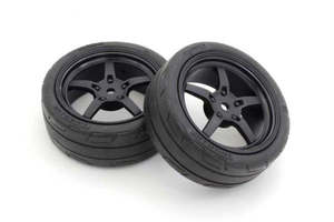 R C Parts: 1/10 T&W:Drift Tyre(2) 5 Black KP FATH705BKM Kyosho Parts Glued TC Tire FZ02 (M/5-S Racing Wheel/BL/2p)