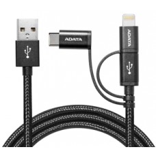 Products: Adata Apple MFi-certified ADATA 3-in-1 Sync, USB Type A (M) to micro USB Type B (M) 1m Cable w/ USB Type-C & Lightning Adapters