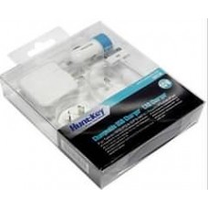 Products: HuntKey USB Charger Kit - w/ USB Car Charger. iPad/iPhone cable. Travel AC Plug Adaptor