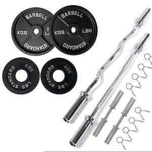 1.2m 4ft Straight Bar+Curl Bar+Dumbbell Bars+30KG Metal Plates Olympic 50mm