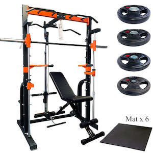 Smith Machine + Adjustable Bench + 60KG Plates+6Mats