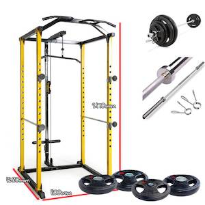 Power Cage with Lat Bar+ 76KG weights combo (60KG Plates+2.2m Bar 16KG)