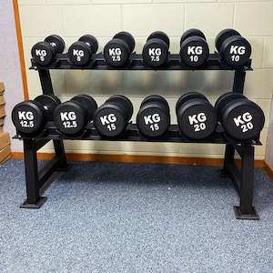 195KG Round Black Rubber Dumbbells+Solid Dumbbell Rack (EZ037C195KG-122)