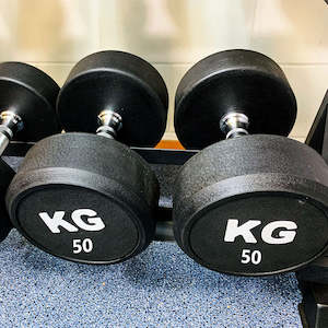 50KGx2 Rubber Round Dumbbells Black (EZ037-20x2) Thick Handle 33mm