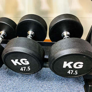 Round Dumbbells Auto: 47.5KGx2 Rubber Round Dumbbells Black (EZ037-19x2) Thick Handle 33mm
