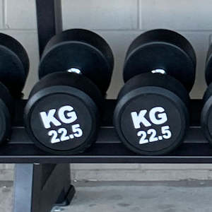 Round Dumbbells Auto: 22.5KGx2 Rubber Round Dumbbells Black (EZ037-9x2) Thick Handle 33mm