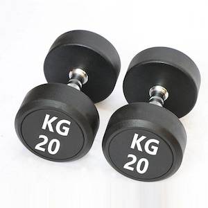 20KGx2 Rubber Round Dumbbells Black (EZ037-8x2) Thick Handle 33mm