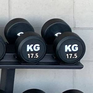 Round Dumbbells Auto: 17.5KGx2 Rubber Round Dumbbells Black (EZ037-7x2) Thick Handle 33mm