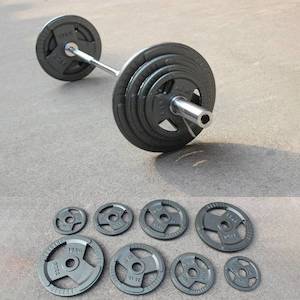 Barbells Auto: 50KG Cast Metal Plates+2.2m Olympic Barbell Bar