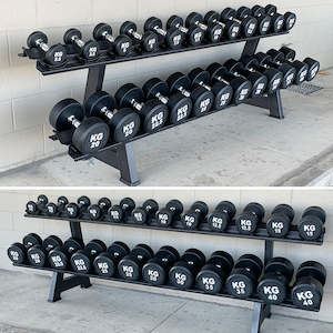 1050KG ROUND Dumbbells Black Rubber (20 Pairs 2.5KG-50KG) with Solid Rack