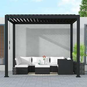 Page Layout In Stock: Louvred Pergola 3x3m Black Colour