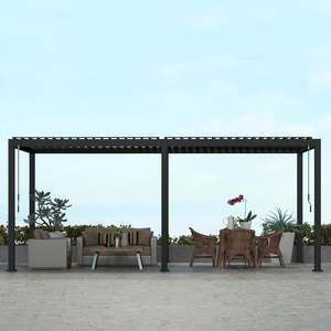 Manual Pergola: Louvre Roofing System 3x6m Pergola Black Colour