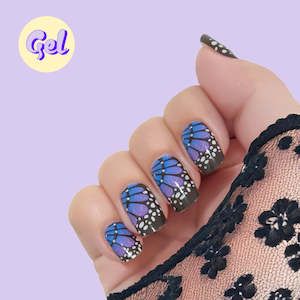 Beautiful Creatures: Midnight Butterfly Wings - Gel Nailwraps – Purple & Black Design