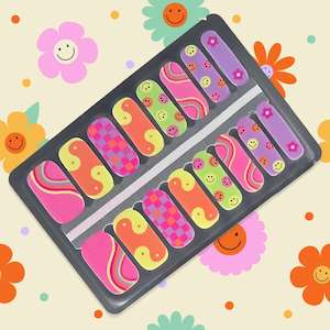 All Nailwraps: Retro Pop Vibes Nailwraps – Neon Smiley Faces & Swirls