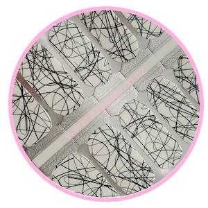 Elegantly Midnight: Midnight Scribbles and Doodle lines NailWraps