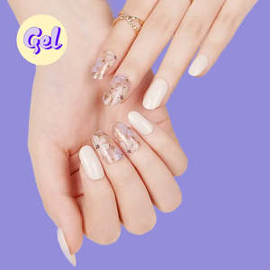 Floral: Golden Bloom Transparent Gel Nailwraps - 20 wraps