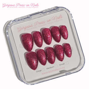 Solid: Ruby Radiance Cat-Eye Press-On Nails – Handcrafted reusable set