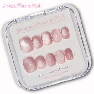 Blush Cat-Eye Reusable Press-On Nails – Chic Short Square