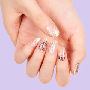 Black & White Spiderweb Nailwraps – Halloween Gel-Style Design