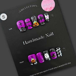 Witching Hour Handmade Press-On Nails – Purple, Glitter & Halloween