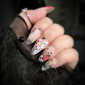 Pastel Spook Handmade Press-On Nails – Cute Ghost & Bat Halloween