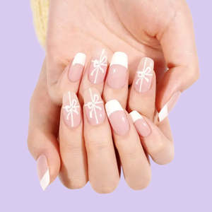 Romance: Christmas Blush Bow French Tip Gel Wraps